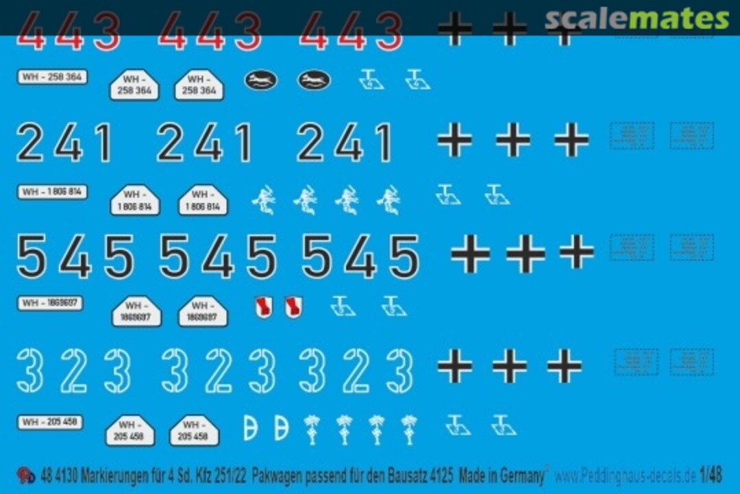 Boxart markings for 4 Sd. Kfz 251-22 48 4130 Peddinghaus-Decals