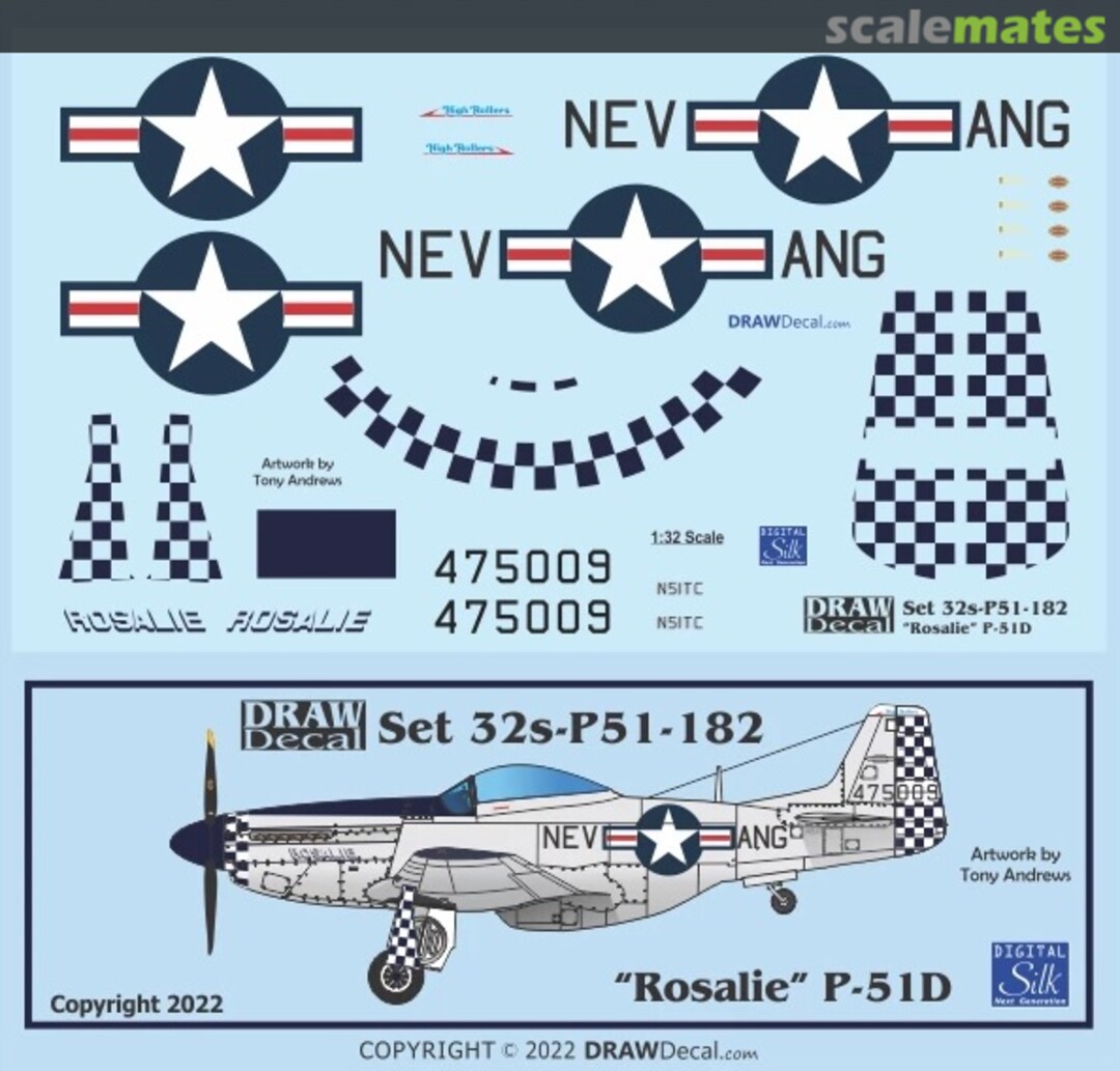 Boxart “Rosalie” P-51D 32-P51-182 Draw Decal