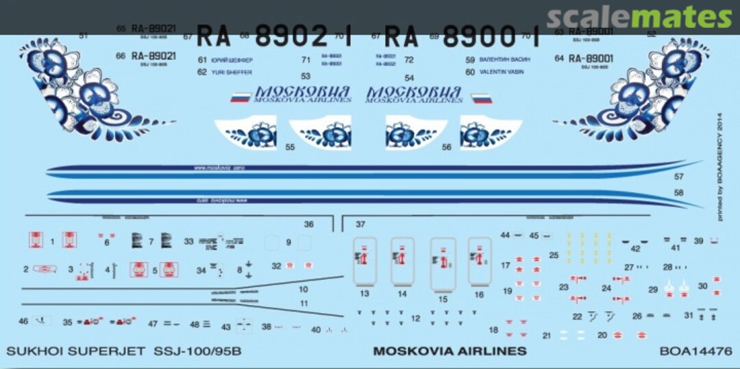 Boxart Sukhoi SuperJet 100 Moskovia Airlines BOA14476 BOA Decals