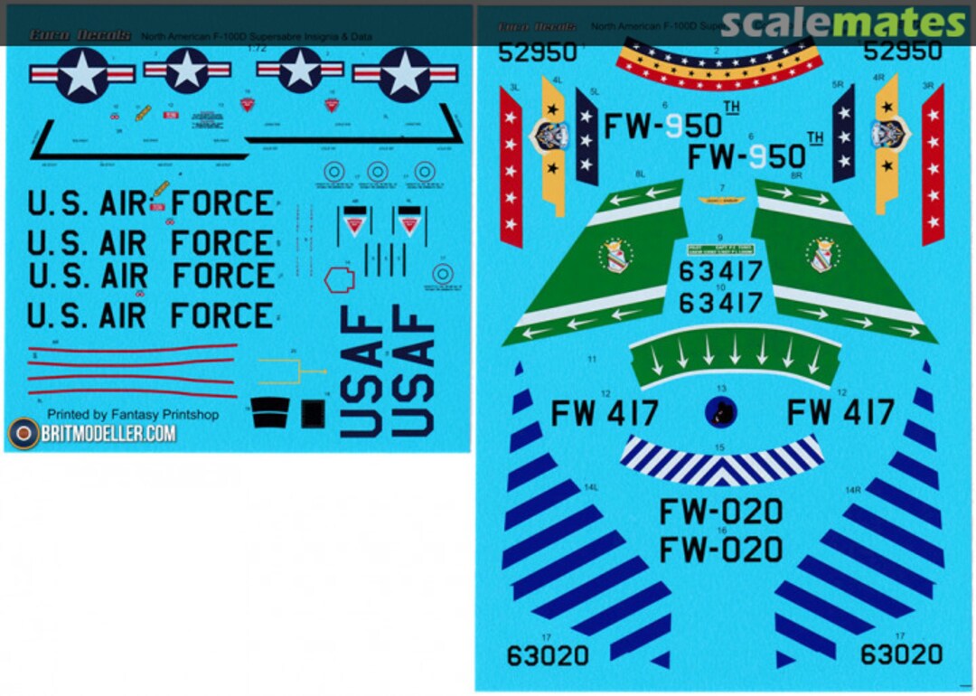 Boxart North American F-100D Supersabre Collection Part 4 ED72-134 Euro Decals