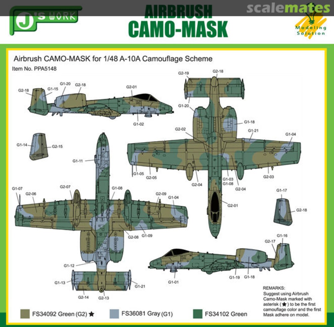 Boxart Airbrush CAMO-MASK 1/48 A-10A Camo Scheme PPA5148 J's Work