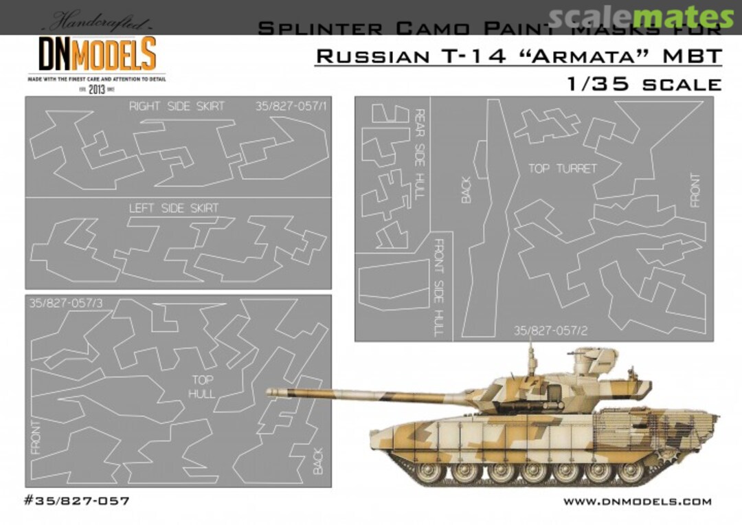 Boxart Splinter Camo Paint Masks for T-14 Armata MBT 1/35 35/827-057 DN Models