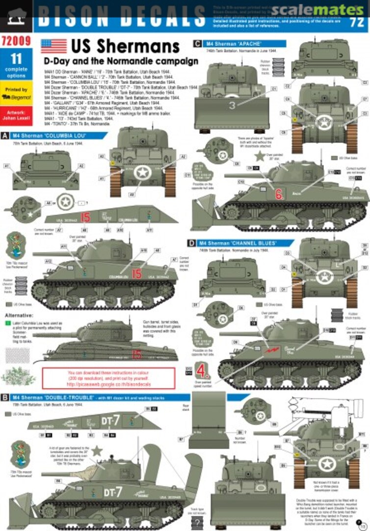 Boxart US Shermans 72009 Bison Decals