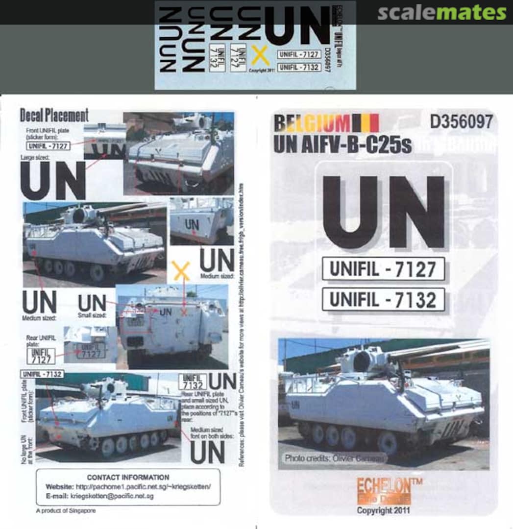 Boxart Belgium UN AIFV-B-C25s in Lebanon D356097 Echelon Fine Details