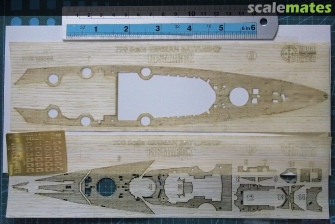 Boxart Battleship Bismarck wooden deck W70151 Wood Hunter