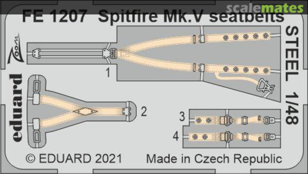 Boxart Spitfire Mk.V seatbelts STEEL FE1207 Eduard