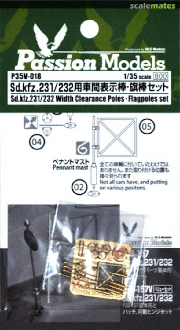 Boxart Sd.Kfz.231/232 Width Clearance Poles & Flagpoles Set P35V-018 Passion Models