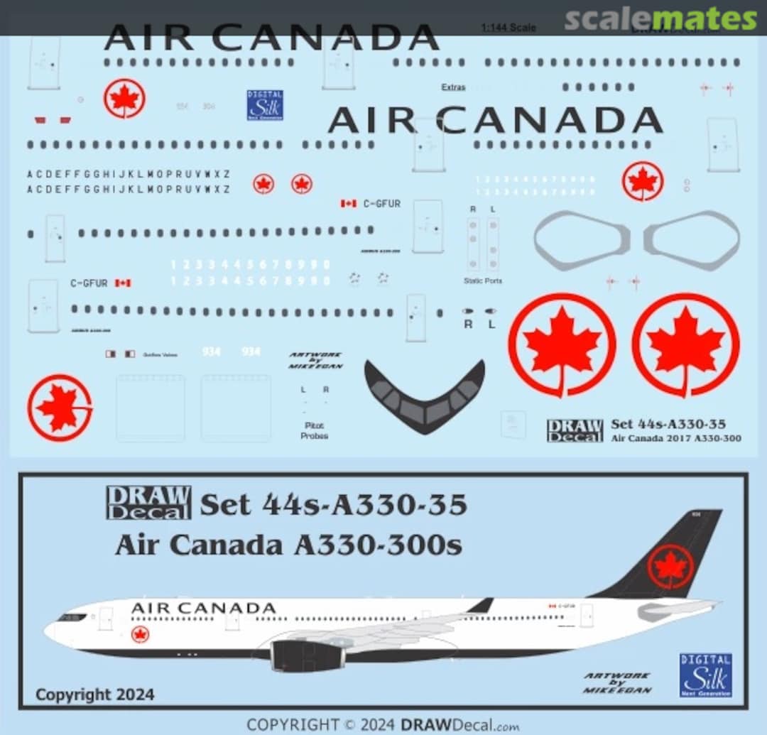 Boxart Air Canada A330-300s 2017 Scheme 44-A330-35 Draw Decal