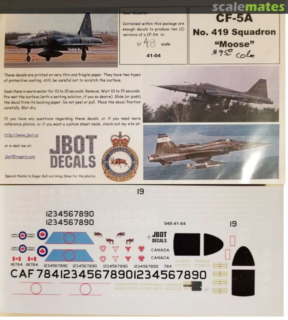 Boxart CF-5A 41-04 JBOT Decals