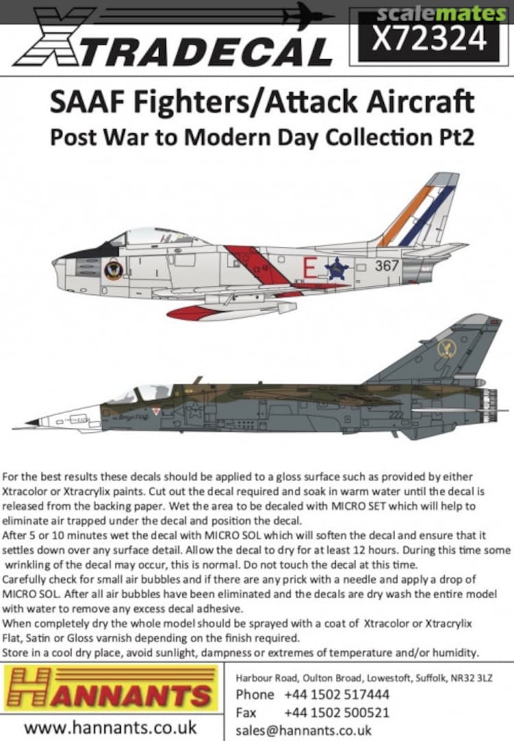 Boxart SAAF Fighters/Attack Aircraft Post War to Modern Day Collection Pt2 X72324 Xtradecal