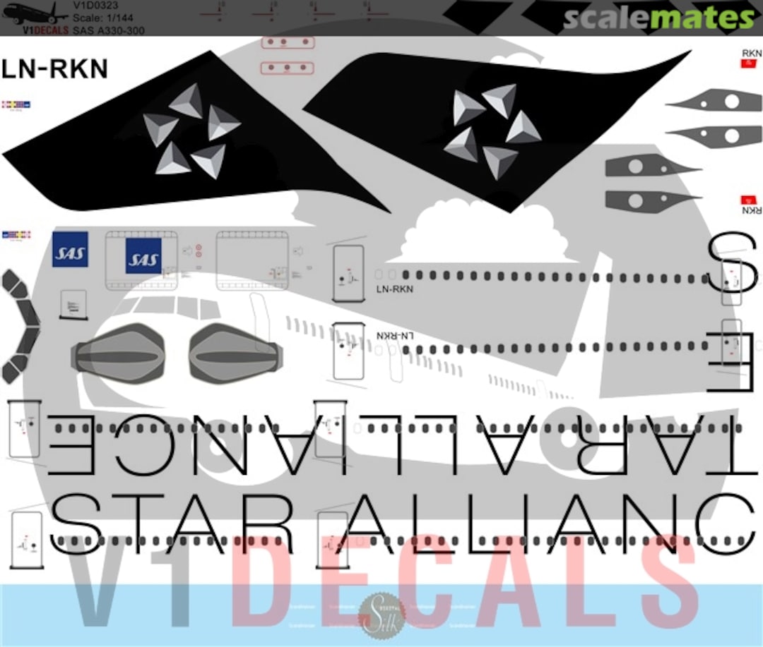 Boxart Scandinavian Airlines (SAS) Airbus A330-300 V1D0323-144 V1 Decals