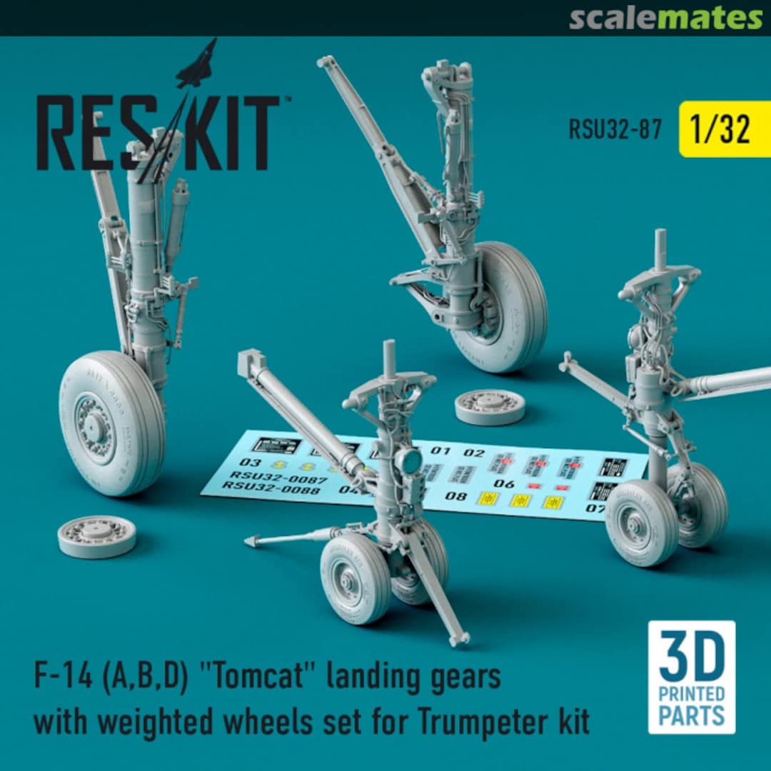 Boxart F-14 (A,B,D) Tomcat - Landing Gears w/ Weighted Wheels Set RSU32-0087 ResKit