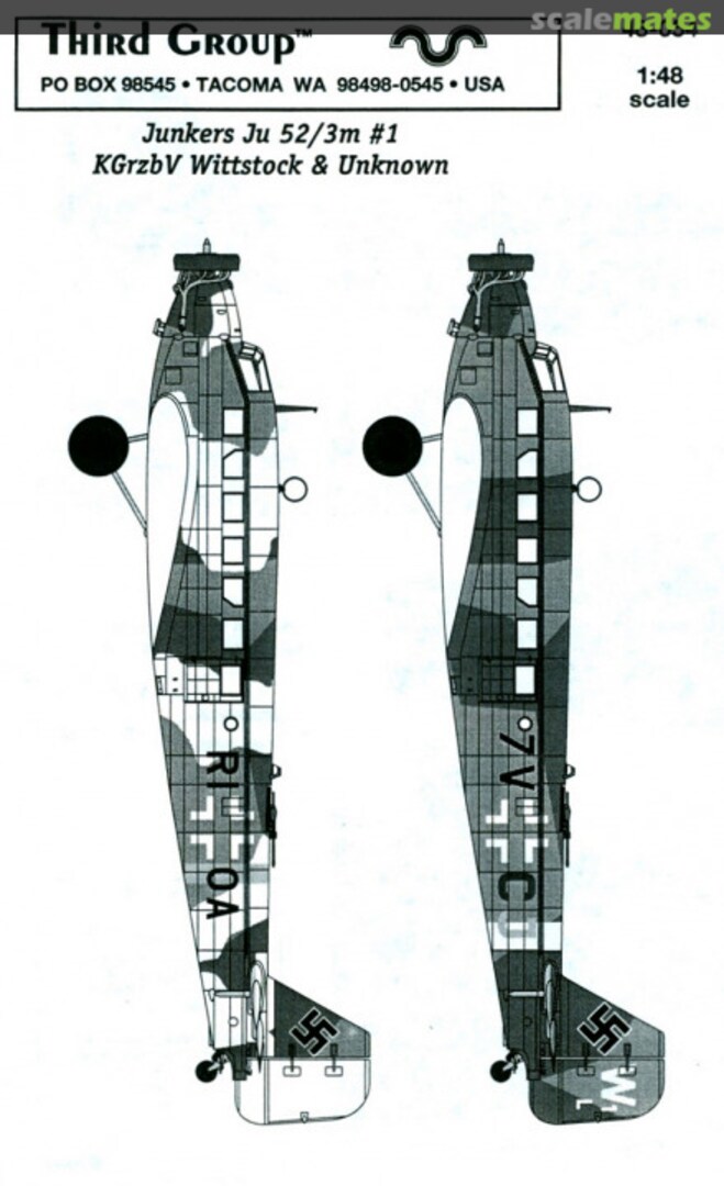 Boxart Junkers Ju 52/3m #1 48-054 Third Group Decals