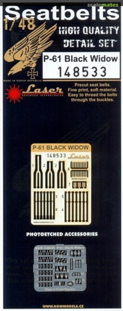 Boxart P-61 Black Widow Seatbelts Photoetch Set 148533 HGW Models