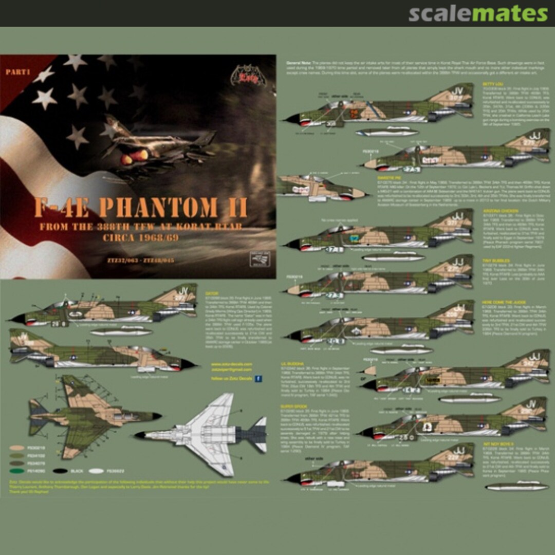 Boxart F-4E Phantom II 388thTFW Korat RTAB 1968-69 32063 Zotz Decals