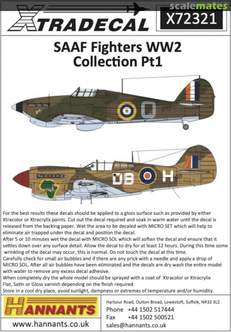 Boxart SAAF Fighters WW2 Collection Pt1 X72321 Xtradecal