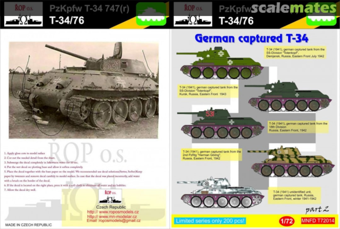 Boxart PZ.KPFW T-34 747(R) - GERMAN CAPTURED T-34 MNFDT72014 ROP o.s.