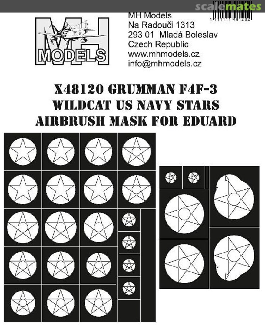 Boxart Grumman F4F-3 Wildcat US Navy Stars Airbrush Mask X48120 MH Models