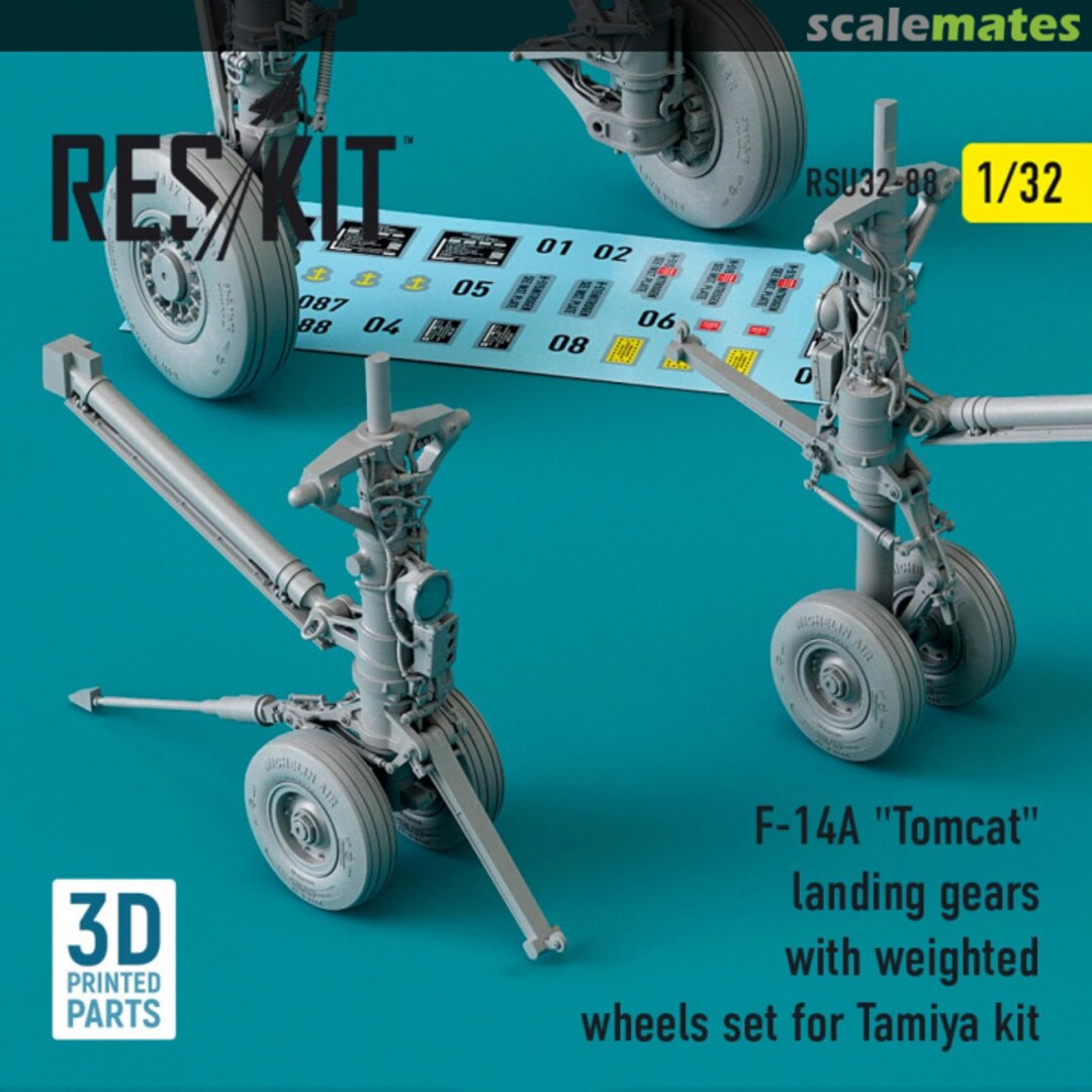 Boxart F-14A Tomcat landing gears with weighted wheels set for Tamiya kit RSU32-0088 ResKit