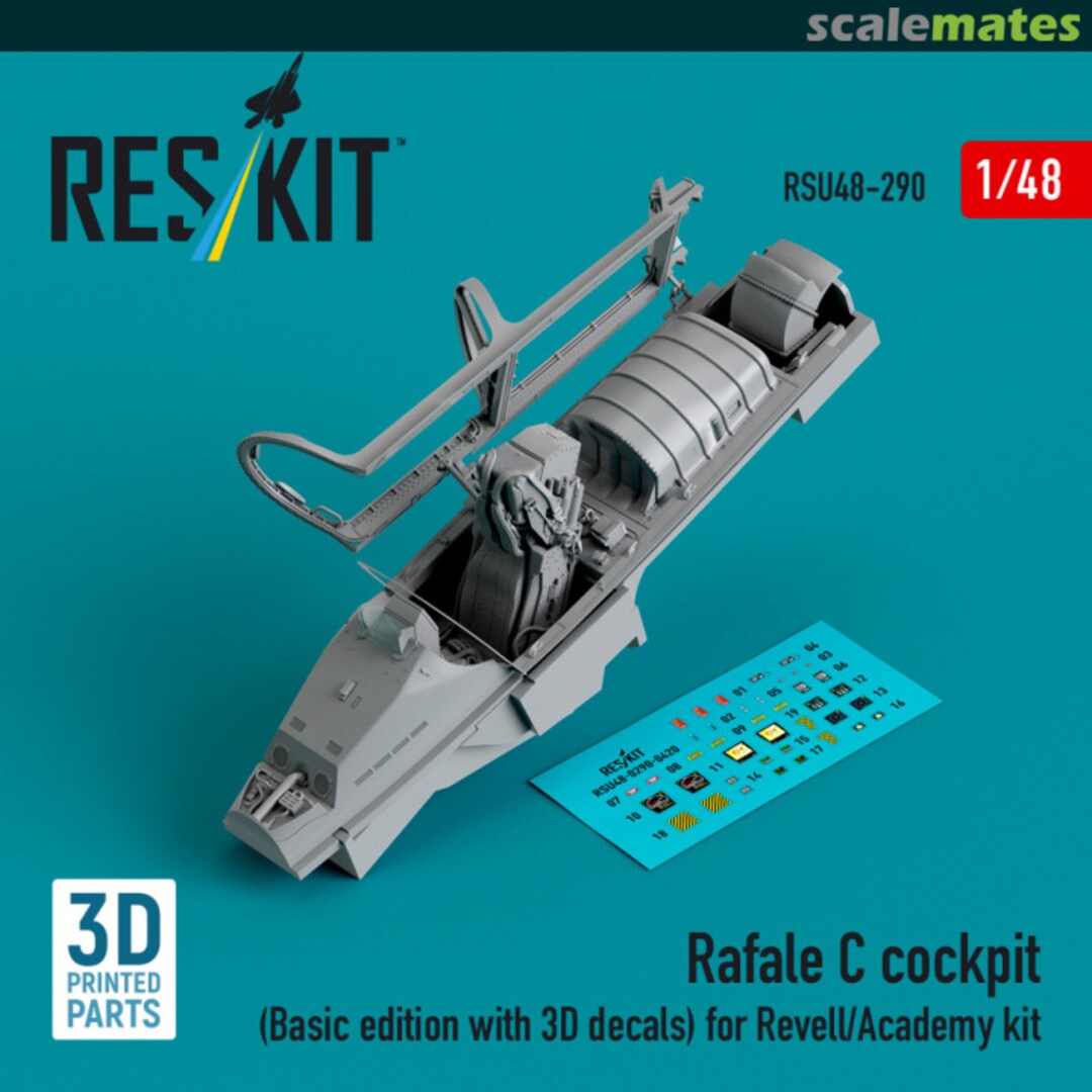 Boxart Rafale C cockpit (Basic edition with 3D decals) for Revell/Academy kit RSU48-0290 ResKit