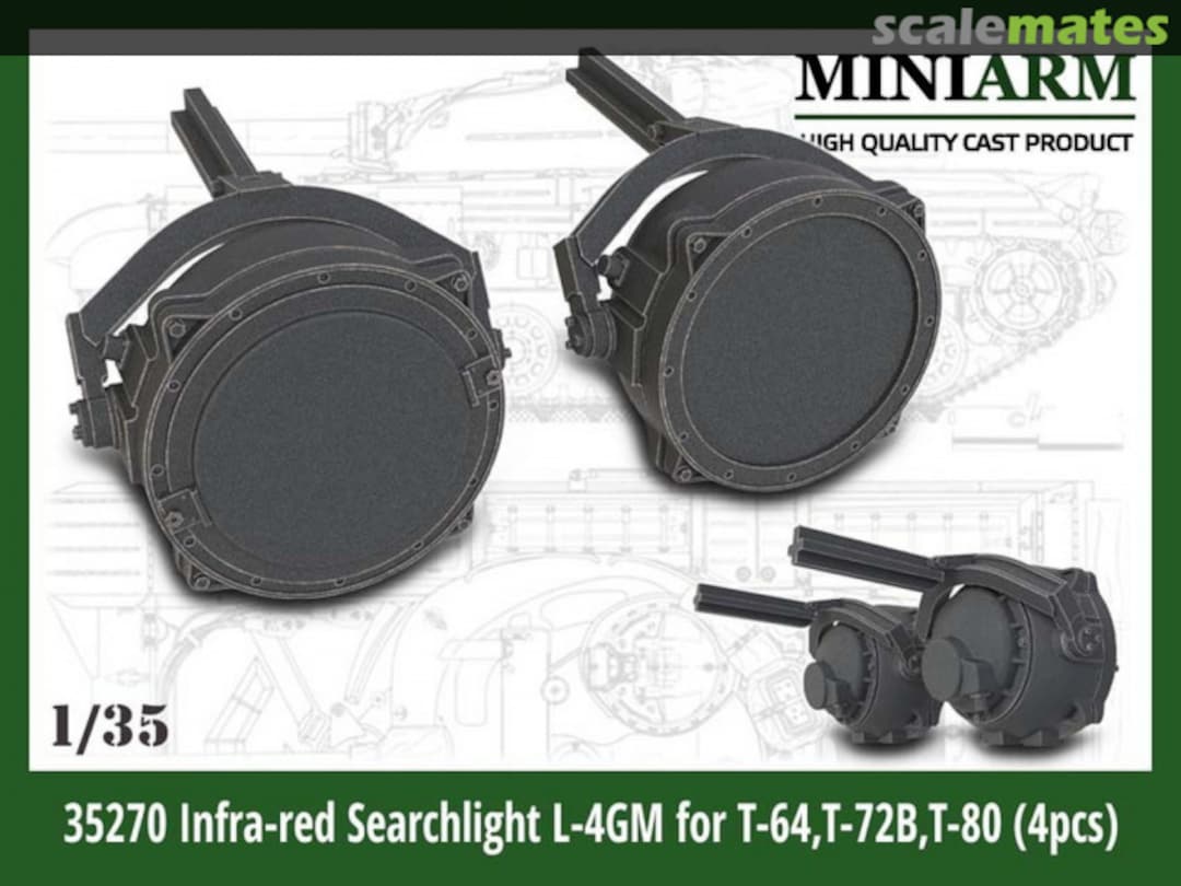 Boxart Infra-red Searchlight L-4GM for T-72B,T-80,T-64 (4pcs) 35270 Miniarm