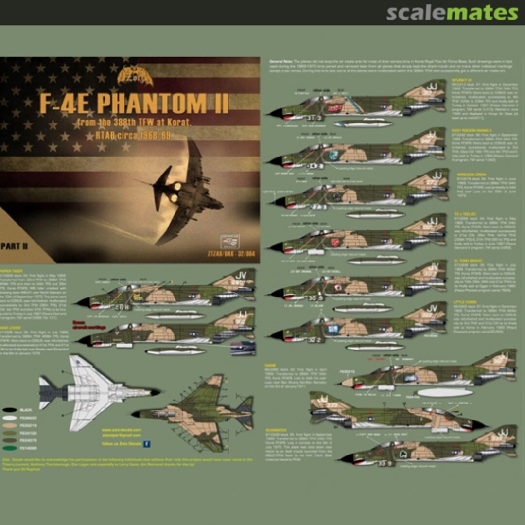 Boxart F-4E Phantom II 388thTFW Korat RTAB 1968-69 Part 2 32064 Zotz Decals