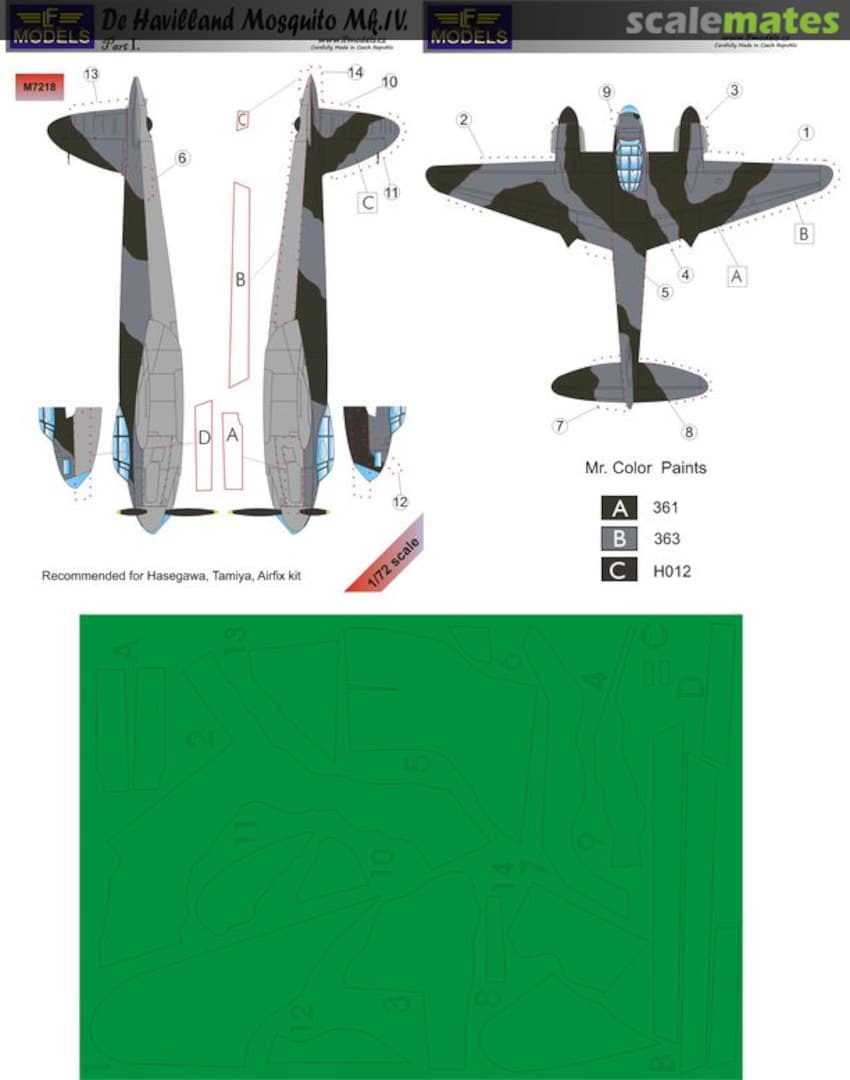 Boxart De Havilland Mosquito Mk.IV - Part I (Camouflage Painting Masks) M7218 LF Models