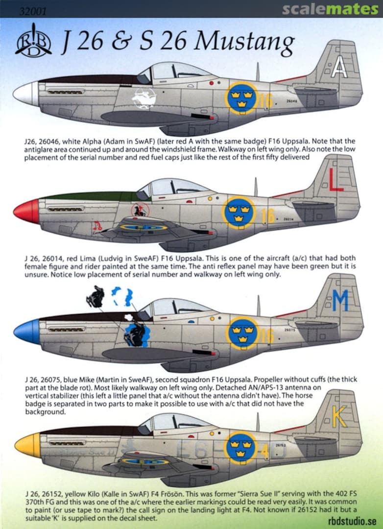 Boxart J 26 & S 26 Mustang 32001 Moose Republic Decals