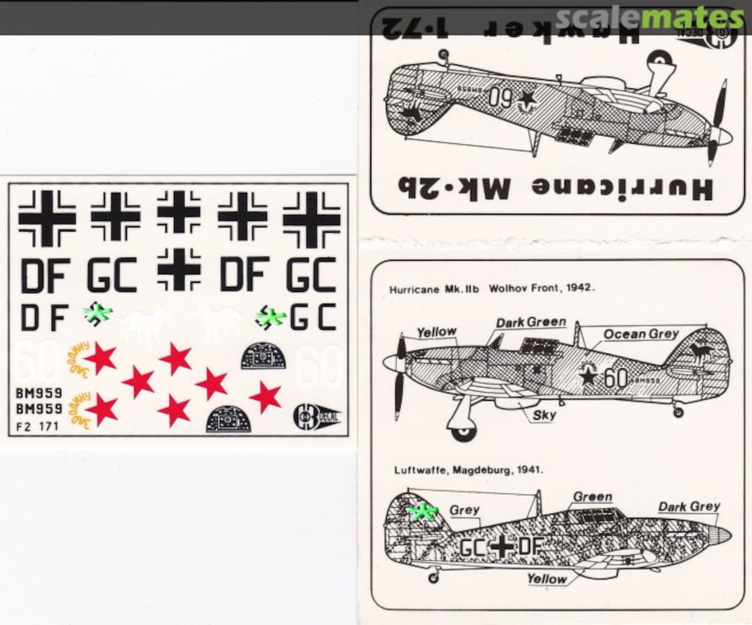 Boxart Hawker Hurricane Mk.IIb F2 171 C3D Decal