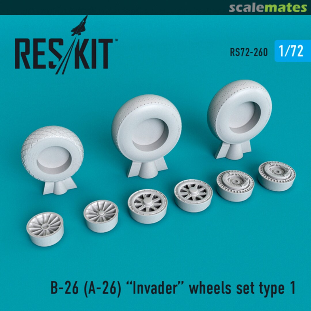 Boxart A-26 Invader - wheels set type 1 RS72-0260 ResKit