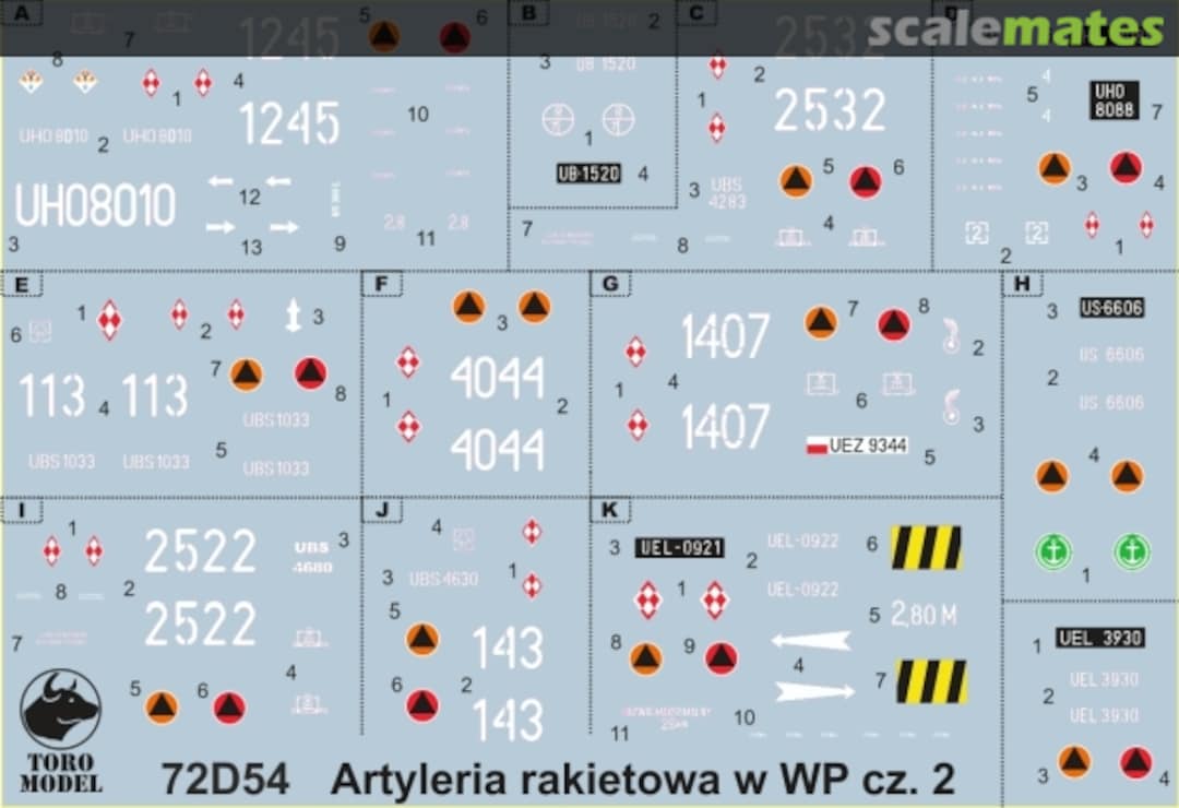 Boxart Polish Army Rocket Artillery Decal Vol.2 72D54 ToRo Model