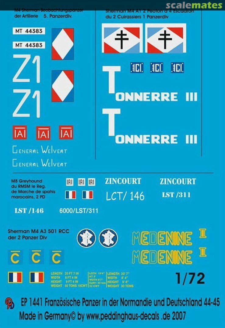 Boxart Französische Panzer Normandie und Deutschland 1944-45 EP 1441 Peddinghaus-Decals