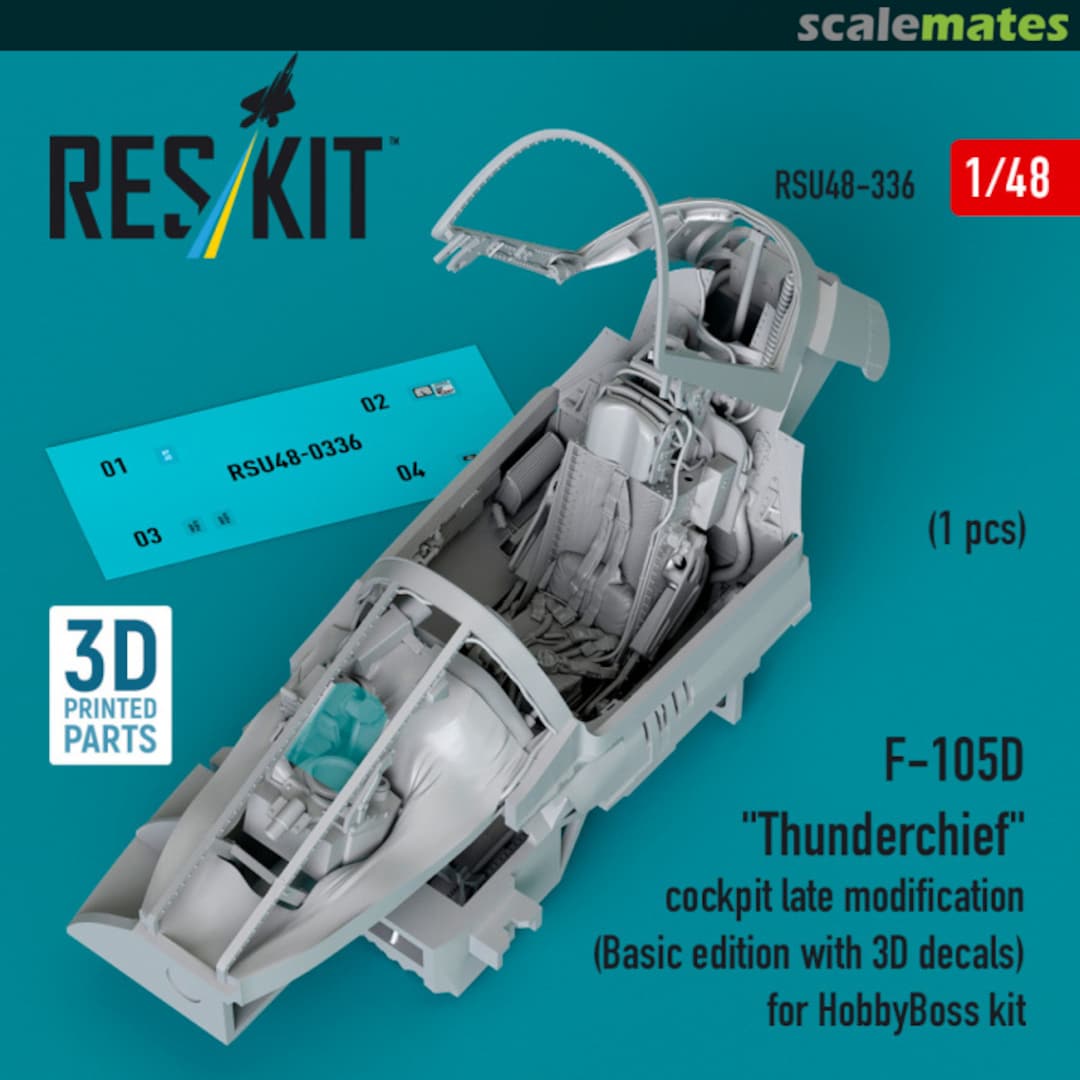 Boxart F-105D Thunderchief - cockpit late modification (Basic edition with 3D decals) (HobbyBoss) RSU48-336 ResKit