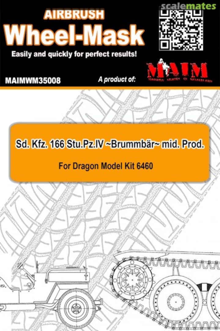 Boxart Sd. Kfz. 166 Brummbär mid. Prod. - Wheel Mask (Dragon Model 6460) MAIMWM35008 MAiM