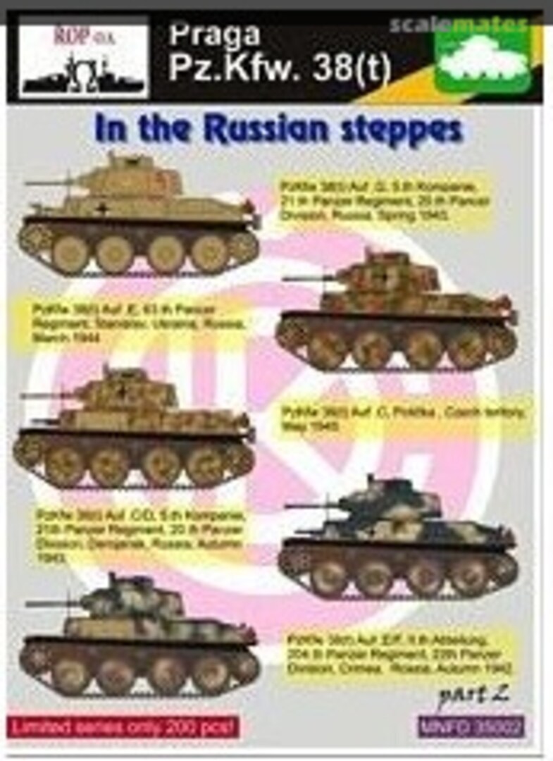 Boxart Pz.Kfw.38(t) Part.2 Russian Prairie MNFD 35002 ROP o.s. Samek Models