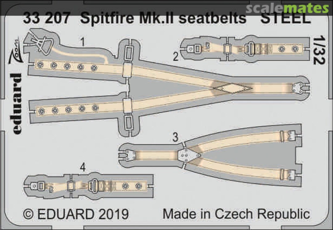 Boxart Spitfire Mk.II seatbelts STEEL 33207 Eduard