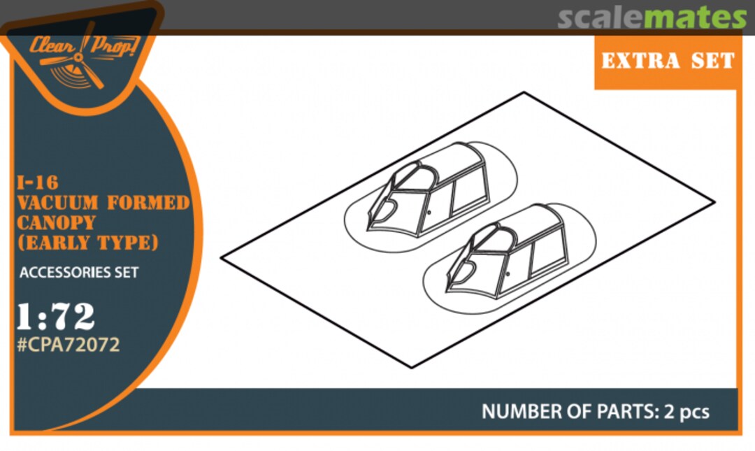 Boxart I-16 vacuum formed canopy CPA72072 Clear Prop!