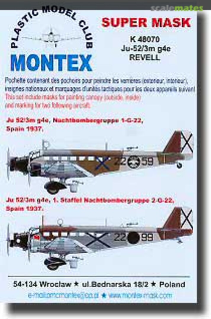 Boxart Junkers Ju 52/3mg4e Masks K48070 Montex