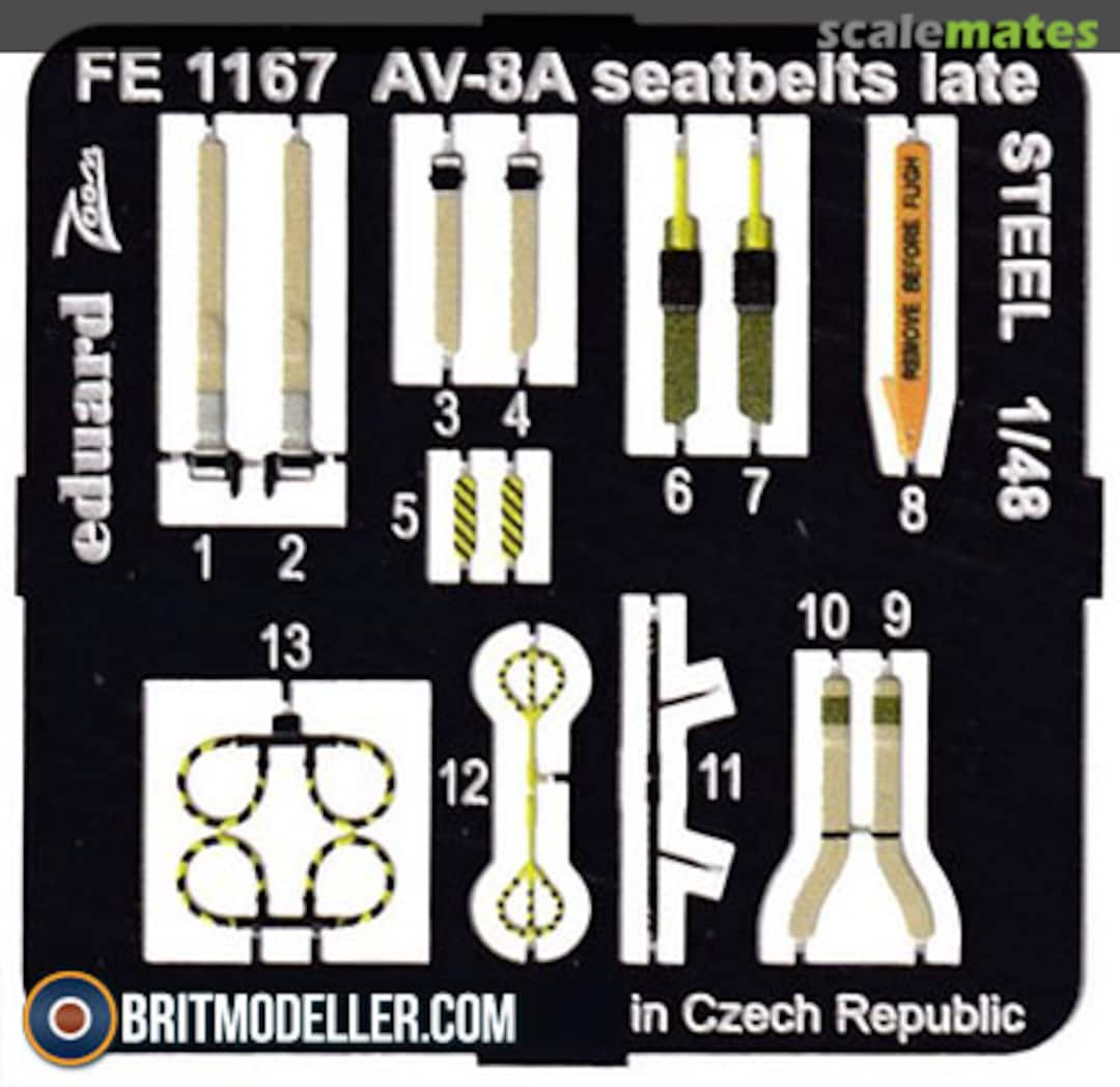 Boxart AV-8A seatbelts late, steel FE1167 Eduard