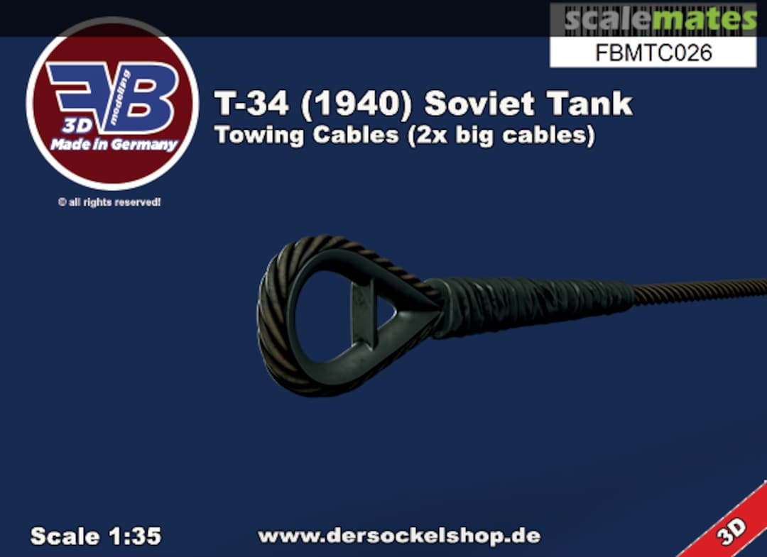 Boxart T-34 (1940) Soviet Tank, Towing Cables FBMTC026 FB Modelling