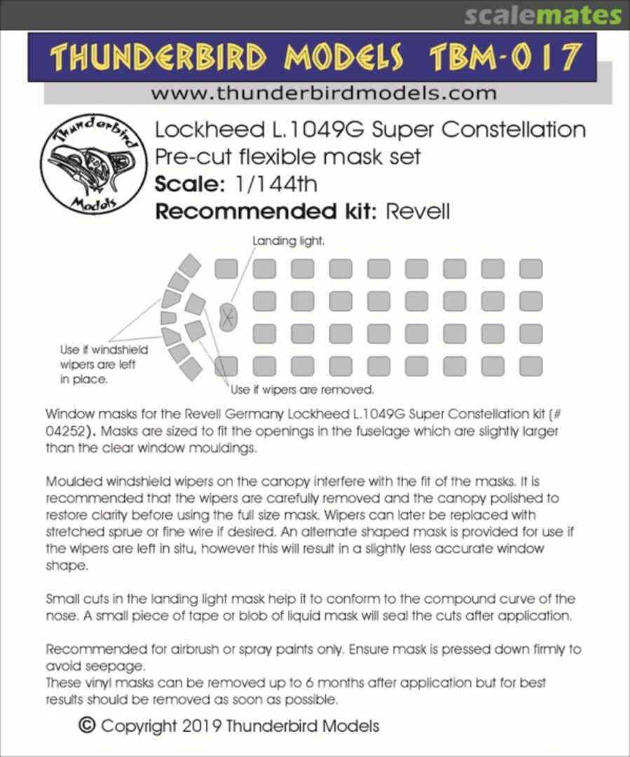 Boxart Lockheed L-1049G Super Constellation Mask TBM-017 Thunderbird Models