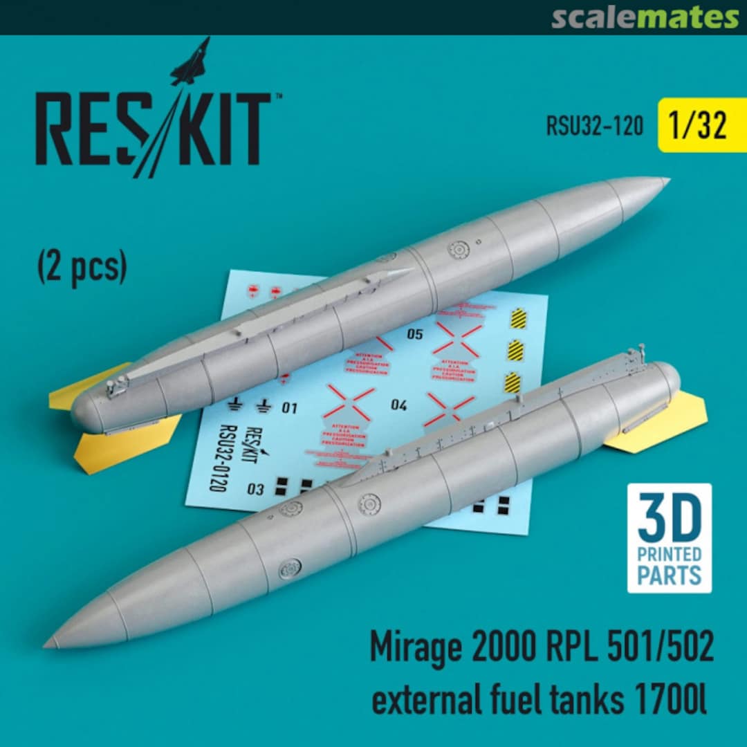 Boxart Mirage 2000 RPL 501/502 external fuel tanks 1700lt (2 pcs.) RSU32-0120 ResKit