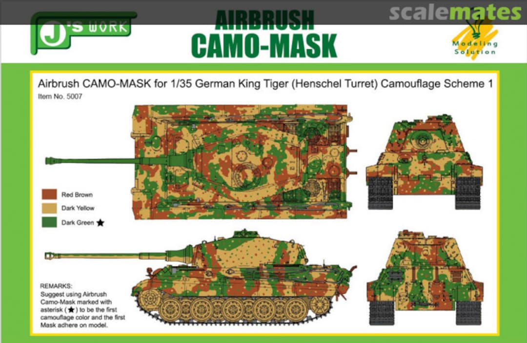 Boxart Airbrush CAMO-MASK for 1/35 King Tiger (Henschel Turret) PPA5007 J's Work