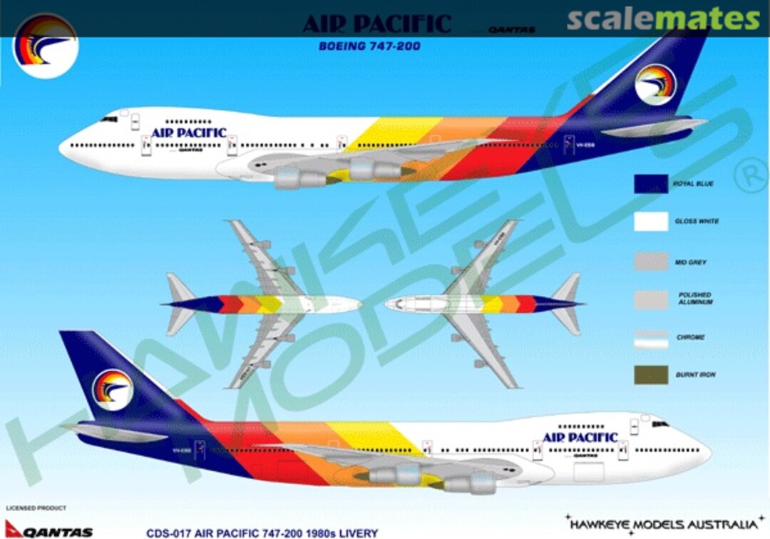 Boxart Air Pacific, Boeing 747-238, 1980's Livery CDS-017 Hawkeye Models