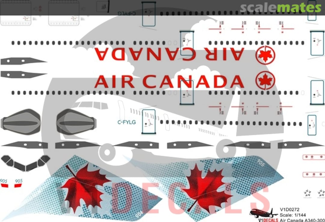 Boxart Air Canada Airbus A340-300 V1D0272-144 V1 Decals