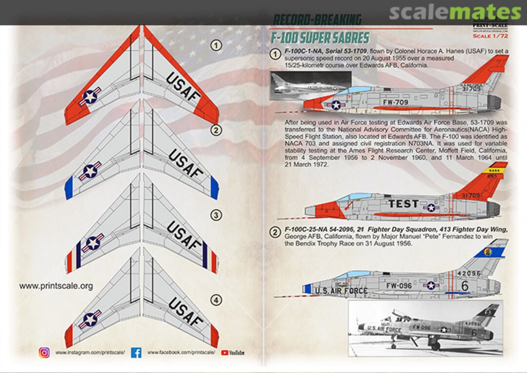 Boxart Record-Breaking F-100 Super Sabre 72-442 Print Scale