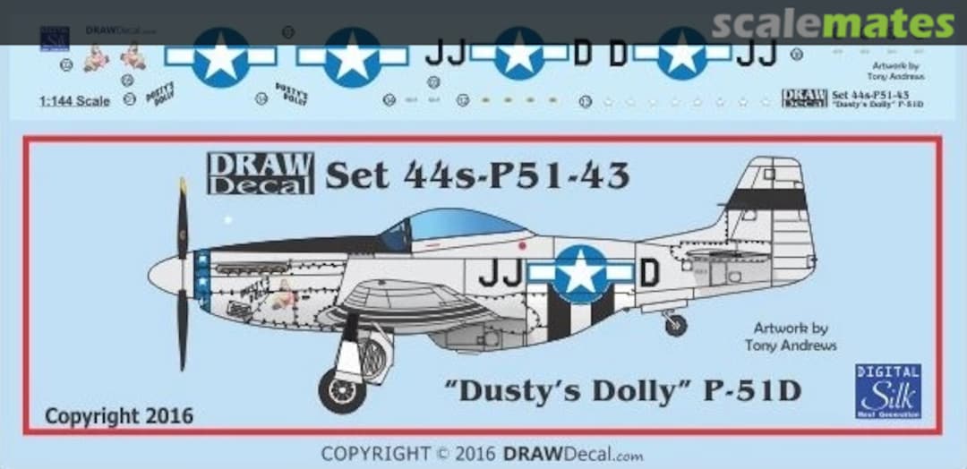 Boxart P-51D “Dusty’s Dolly” 44-P51-43 Draw Decal