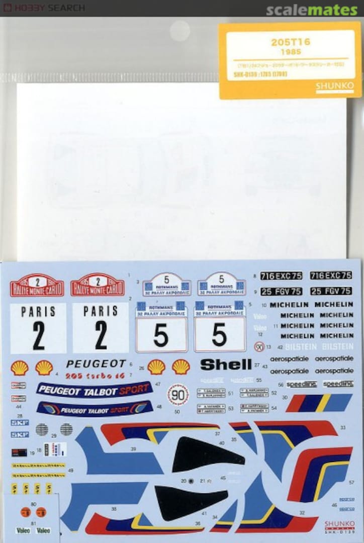 Boxart Peugeot 205T16 1985 SHK-D139 Shunko Models