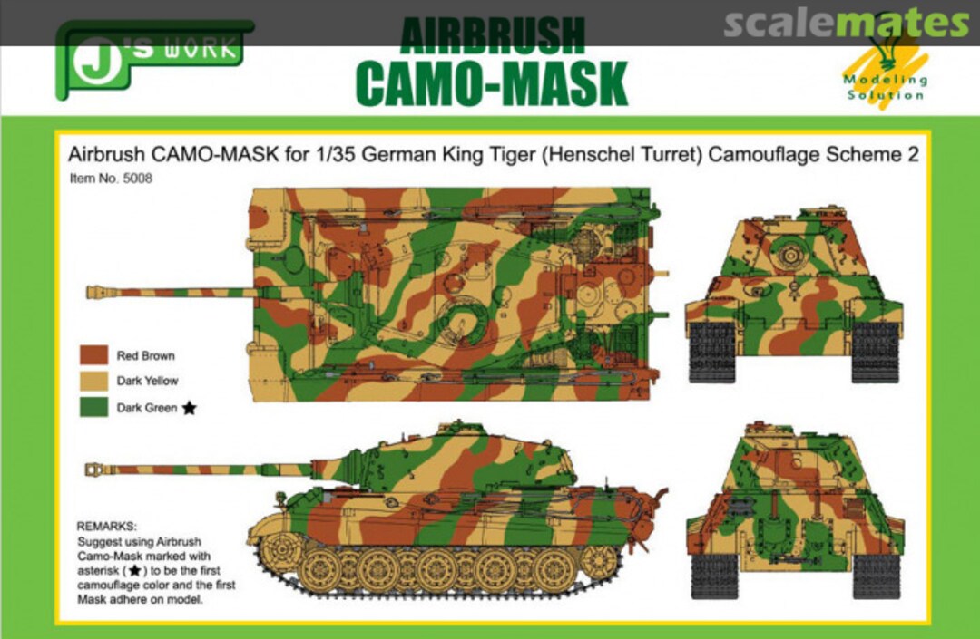 Boxart Airbrush CAMO-MASK for 1/35 King Tiger (Henschel Turret) PPA5008 J's Work