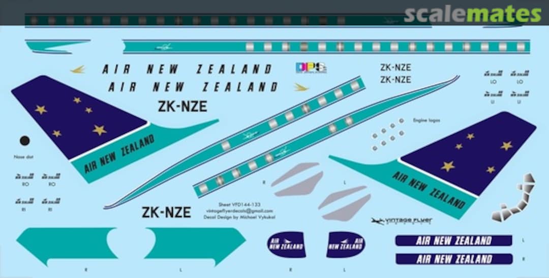 Boxart DC-8 Air New Zealand (67) VFD144-133 Vintage Flyer Decals